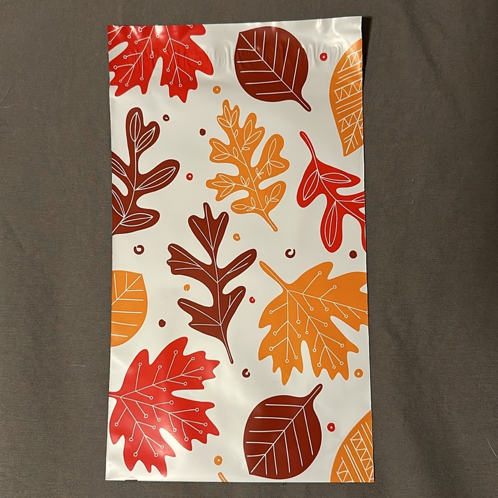 15 Fall leaves poly mailers bundle 10x13 & 6x9 plus thank you cards & stickers - Picture 5 of 9